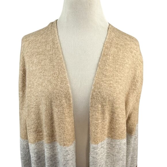 A New Day Sweater Women's XL Open Front Knit Cardigan Pockets Colorblock Stripe - Picture 2 of 8